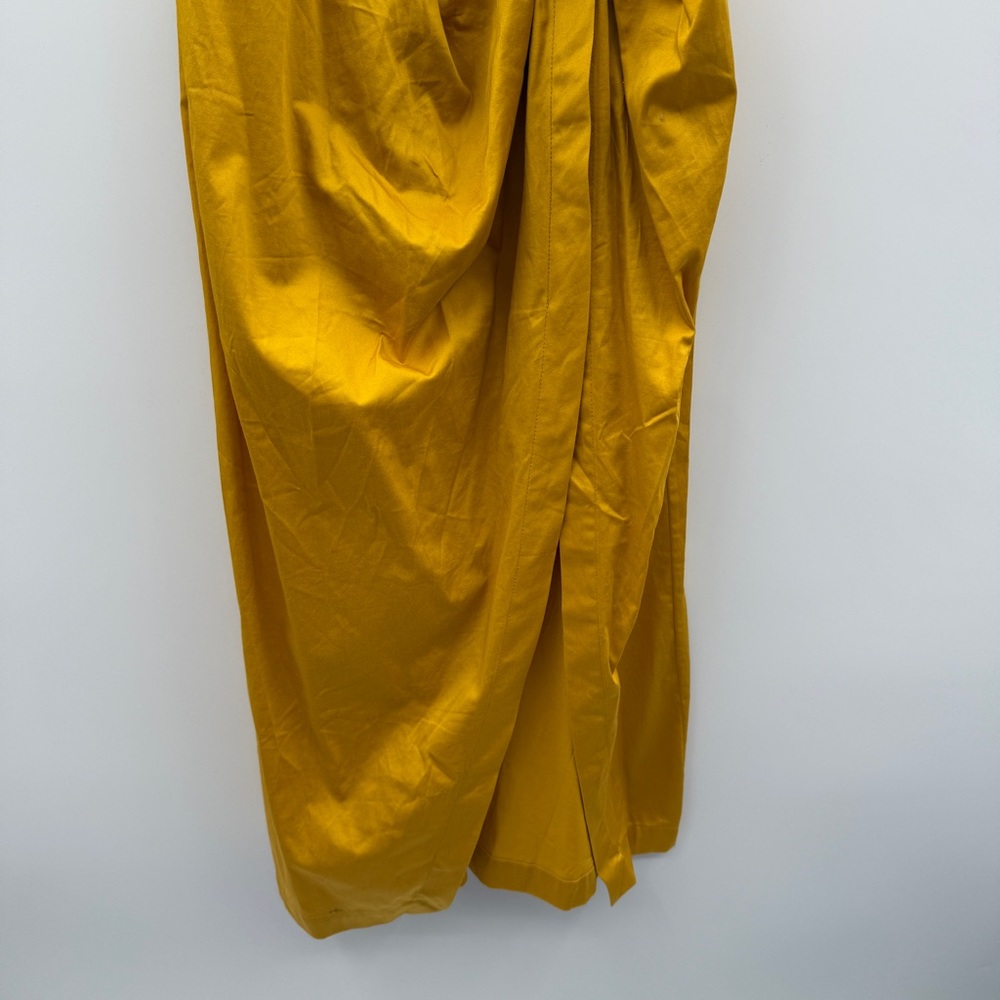 Cult Gaia Calista Short Sleeve Faux Wrap Midi Dress‎ in Tumeric Gold Yellow Sz 2 - Picture 4 of 12